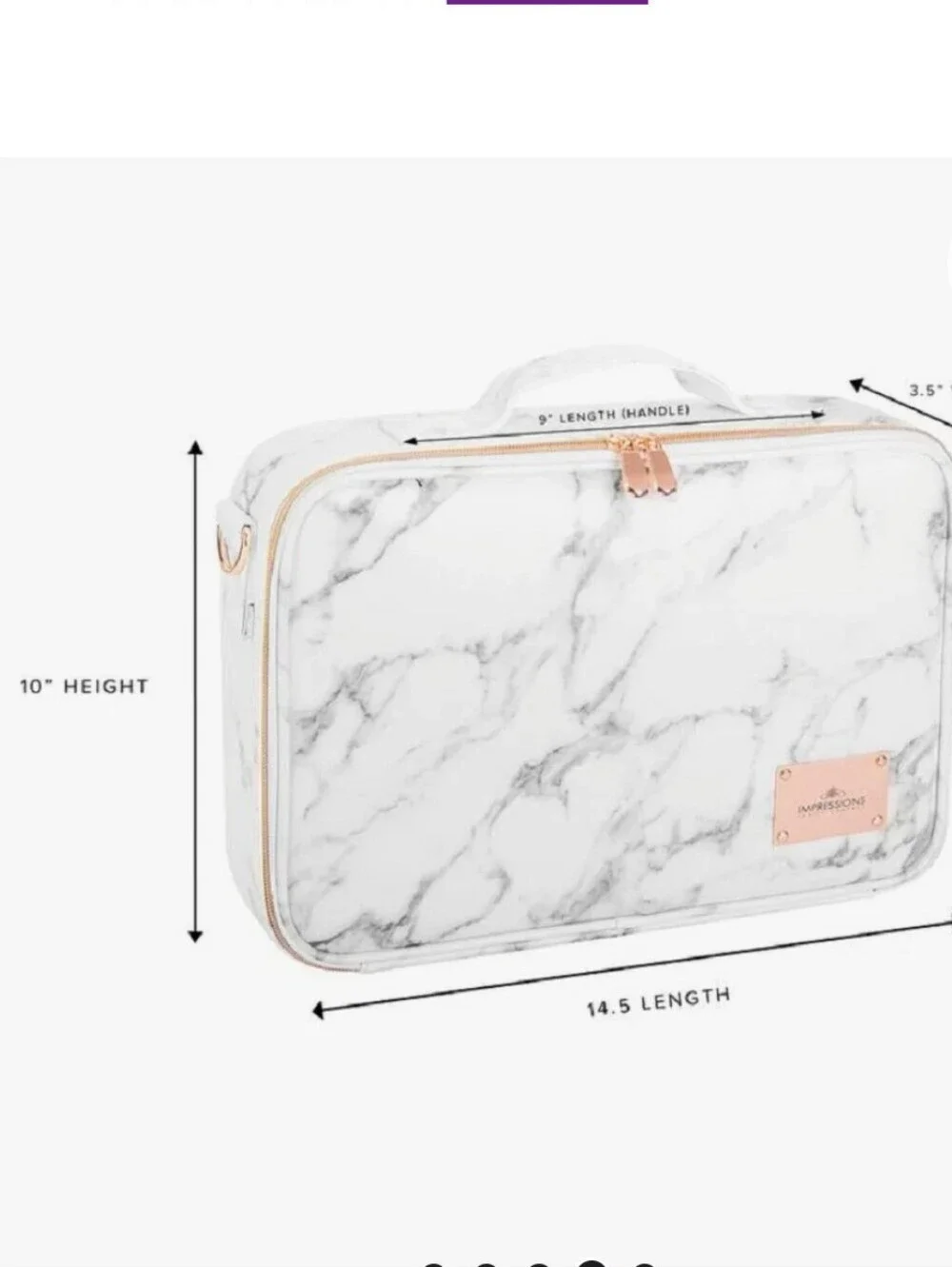 Impressions Vanity C'est La Vie Marble Makeup Carry Case with Adjustable Divider